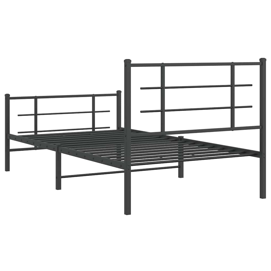sengeramme med sengegavl og fodgærde 100x200 cm metal sort