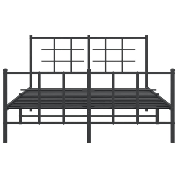 sengeramme med sengegavl og fodgærde 135x190 cm metal sort