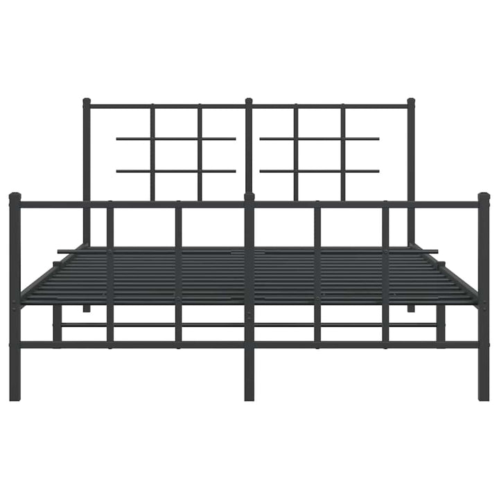 sengeramme med sengegavl og fodgærde 140x190 cm metal sort