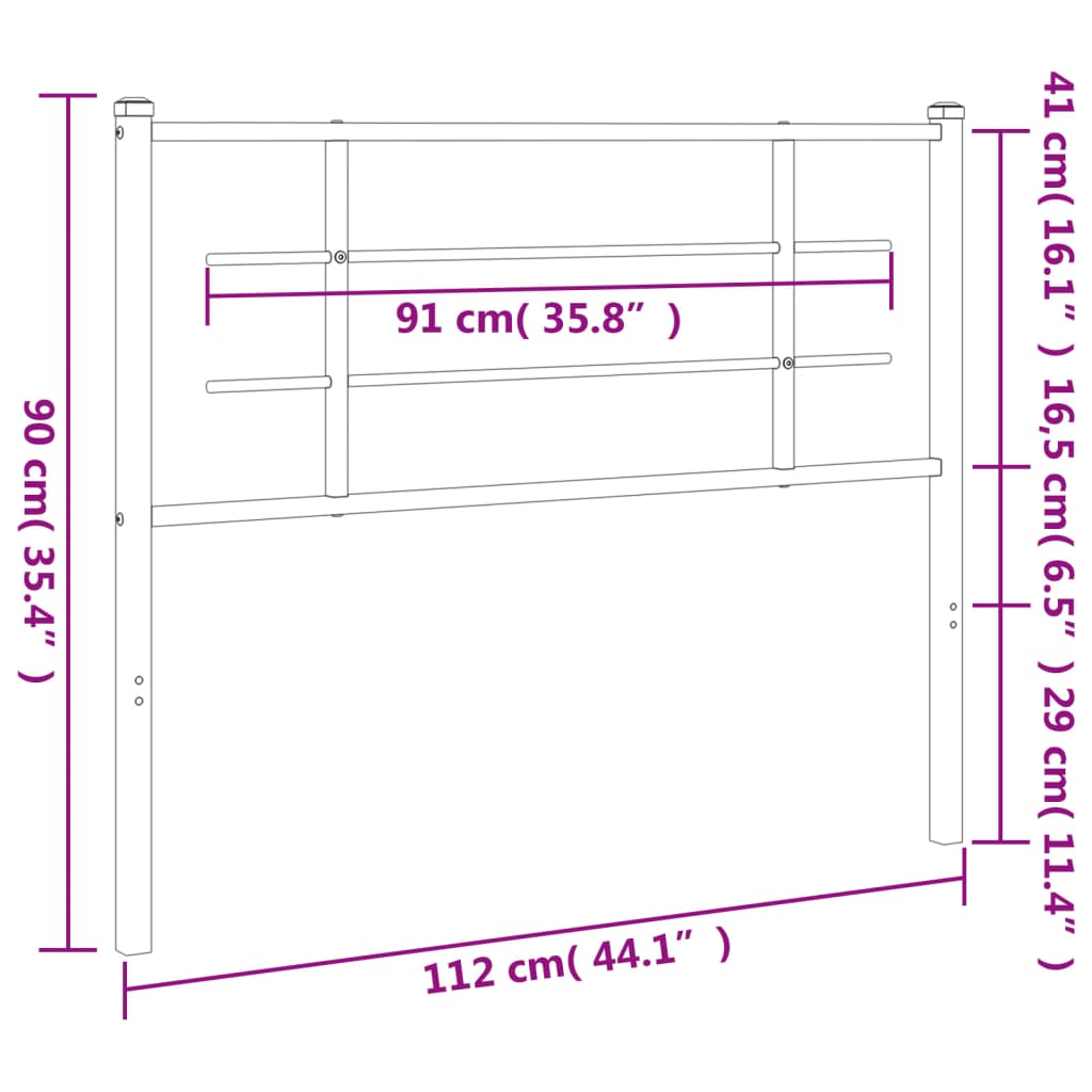 udskiftningsgavl 107 cm metal sort