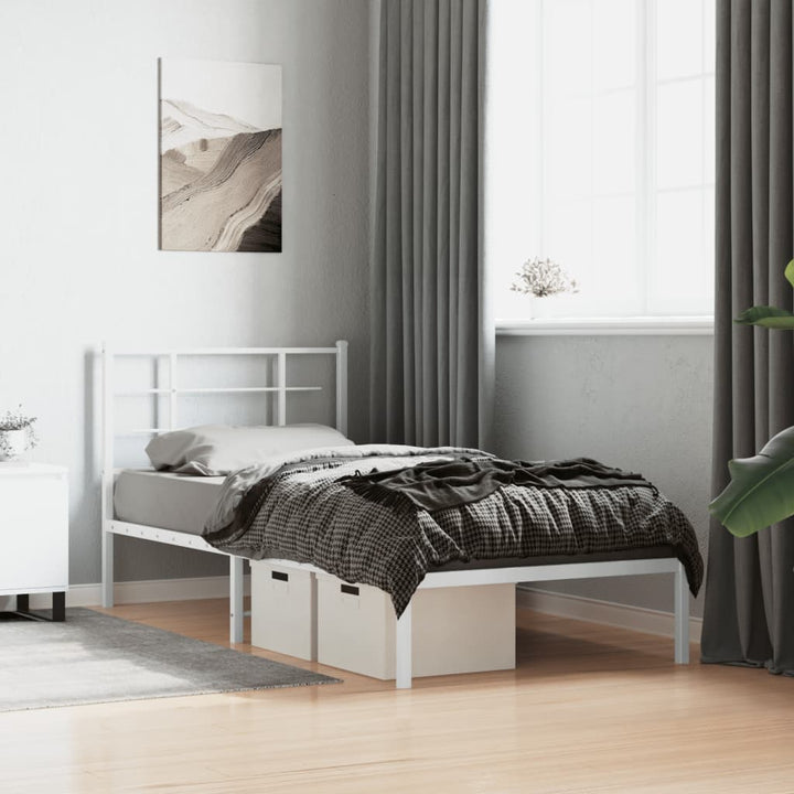 sengeramme med sengegavl 90x200 cm metal hvid