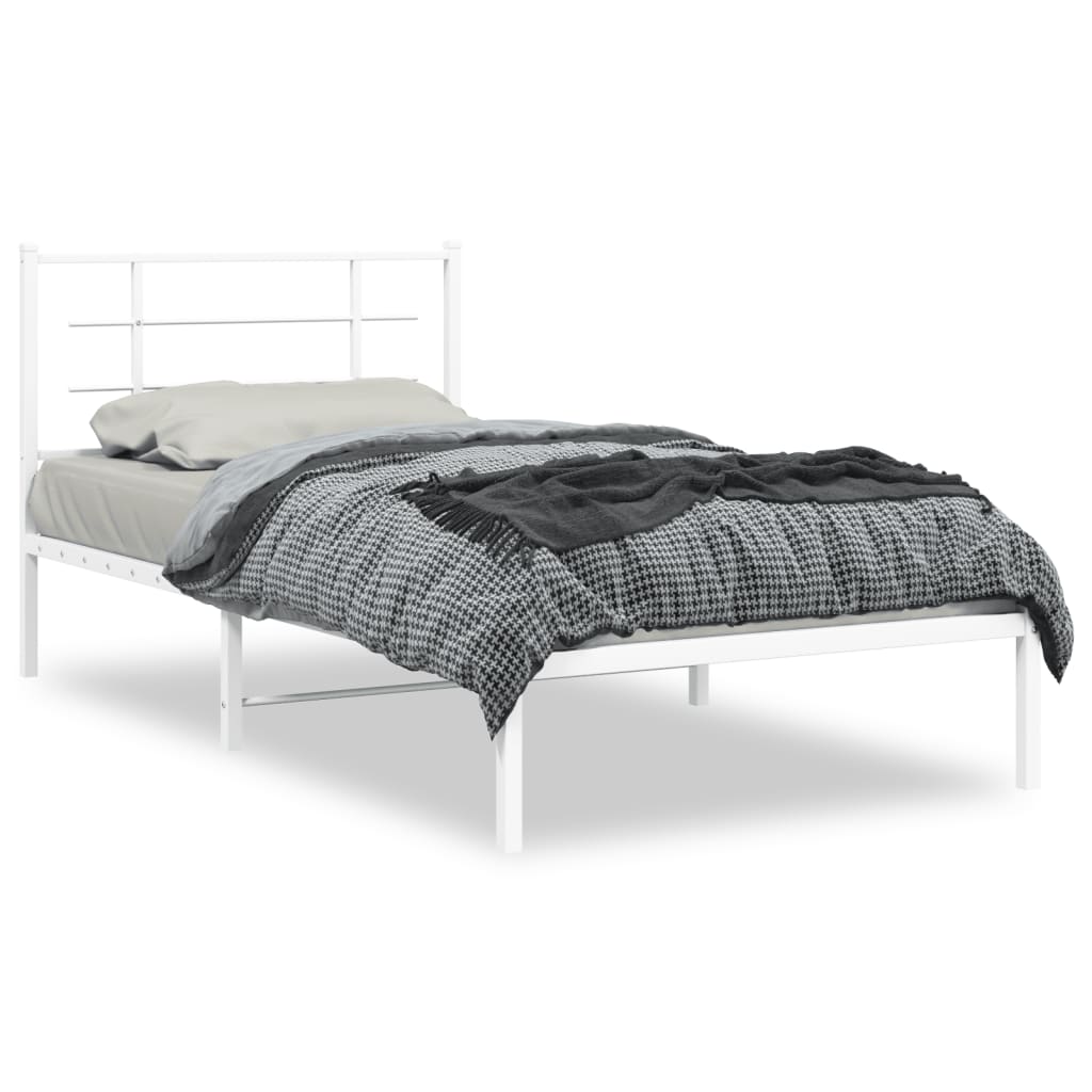 sengeramme med sengegavl 100x200 cm metal hvid