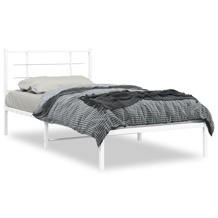 sengeramme med sengegavl 100x200 cm metal hvid
