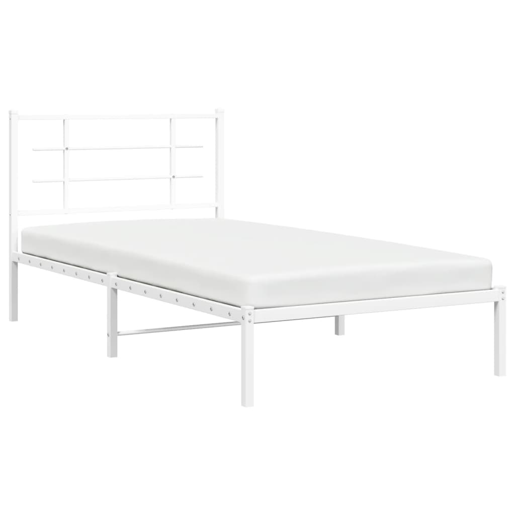 sengeramme med sengegavl 100x200 cm metal hvid