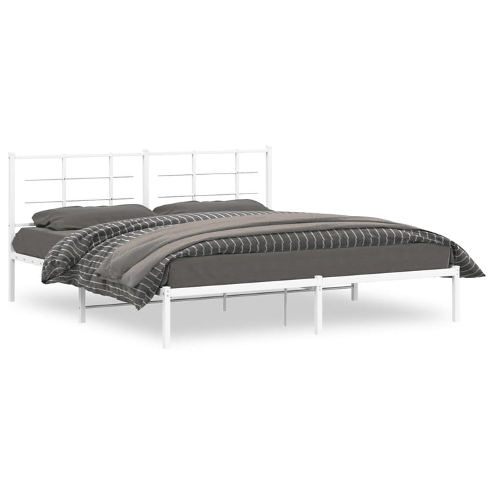 sengeramme med sengegavl 180x200 cm metal hvid