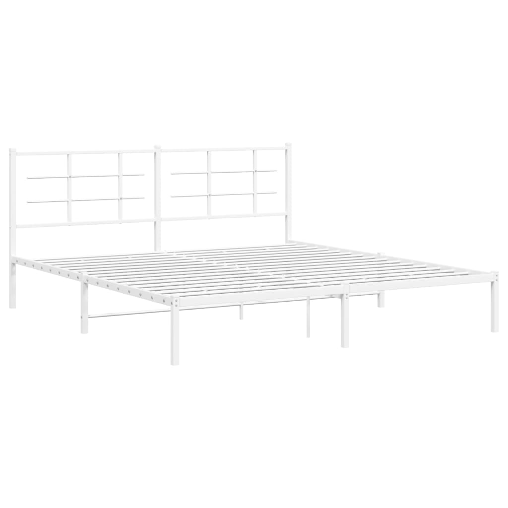 sengeramme med sengegavl 180x200 cm metal hvid