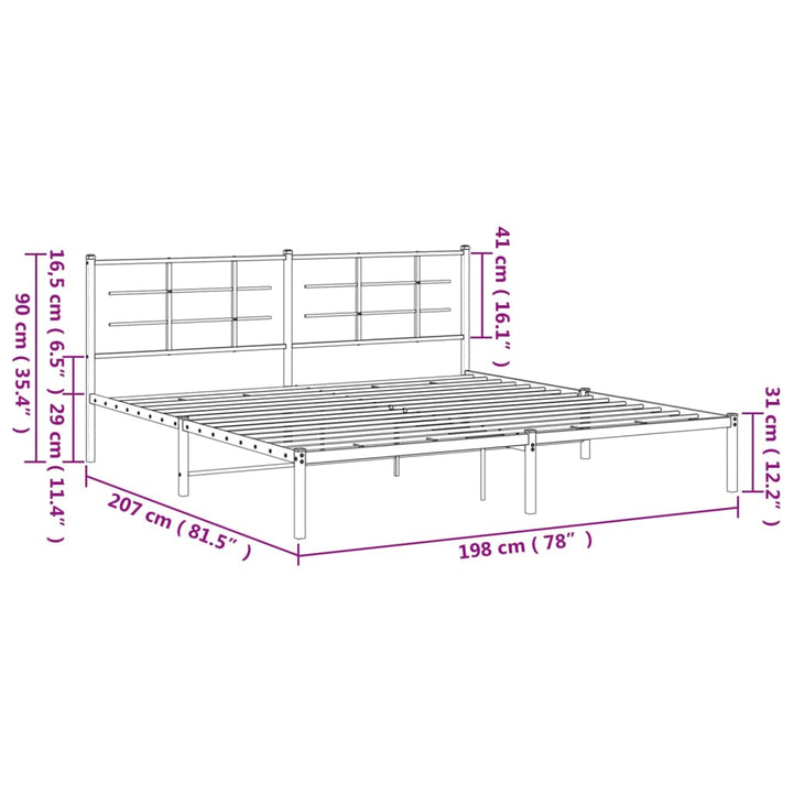 sengeramme med sengegavl 193x203 cm metal hvid