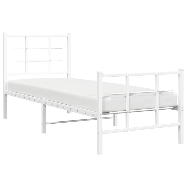 sengeramme med sengegavl og fodgærde 75x190 cm metal hvid