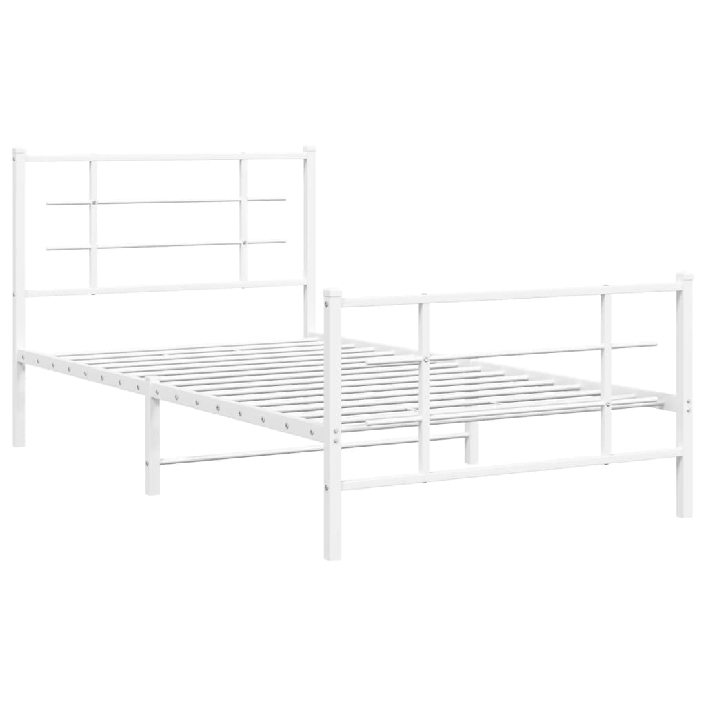 sengeramme med sengegavl og fodgærde 100x200 cm metal hvid