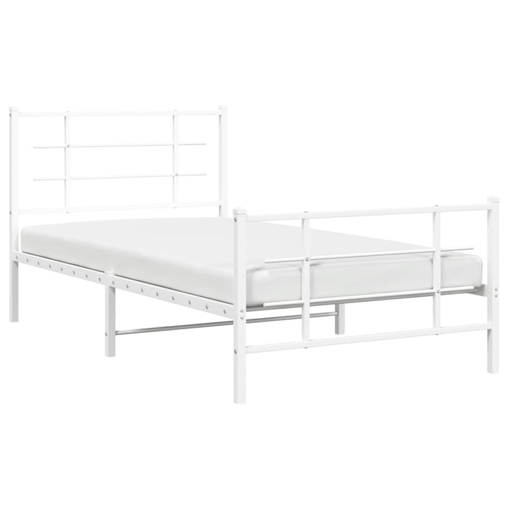 sengeramme med sengegavl og fodgærde 100x200 cm metal hvid