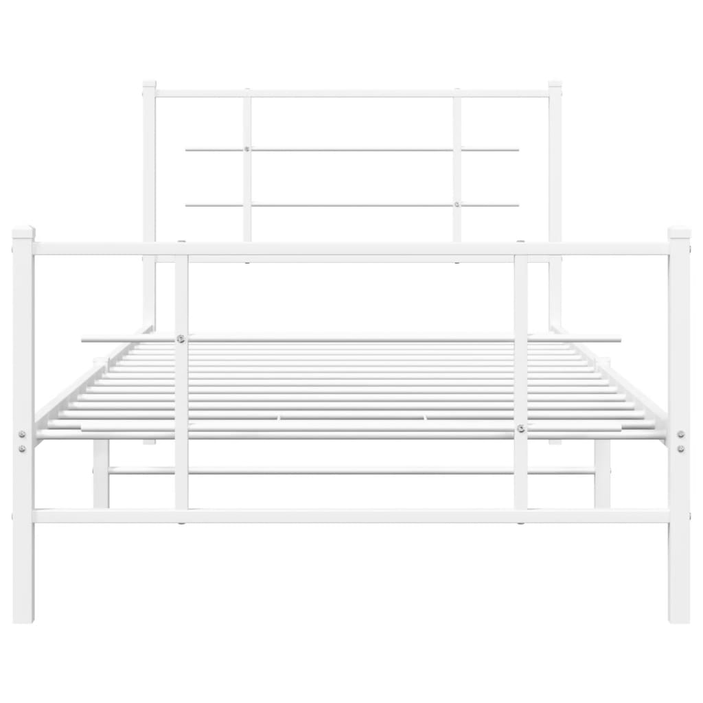 sengeramme med sengegavl og fodgærde 100x200 cm metal hvid