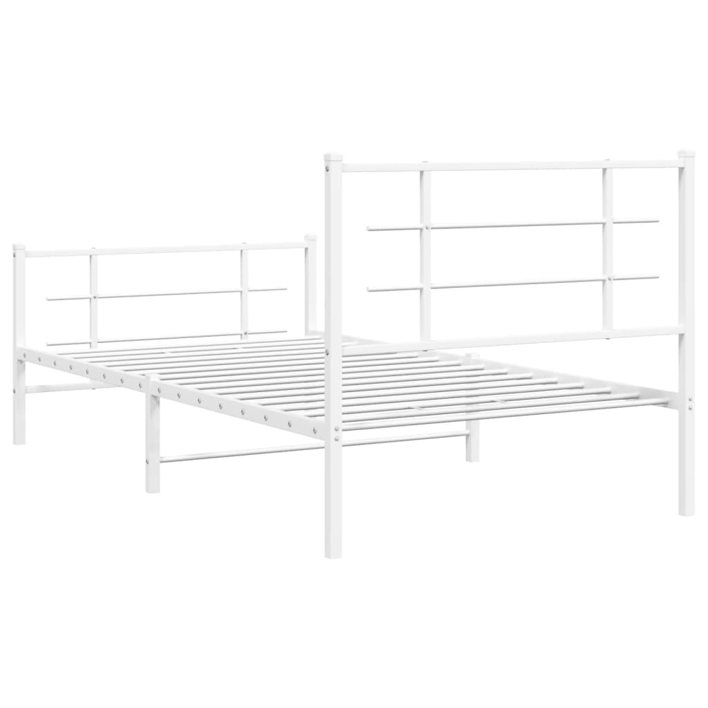 sengeramme med sengegavl og fodgærde 100x200 cm metal hvid
