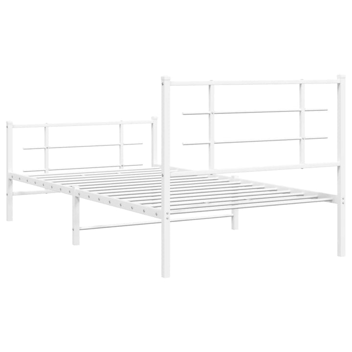 sengeramme med sengegavl og fodgærde 100x200 cm metal hvid