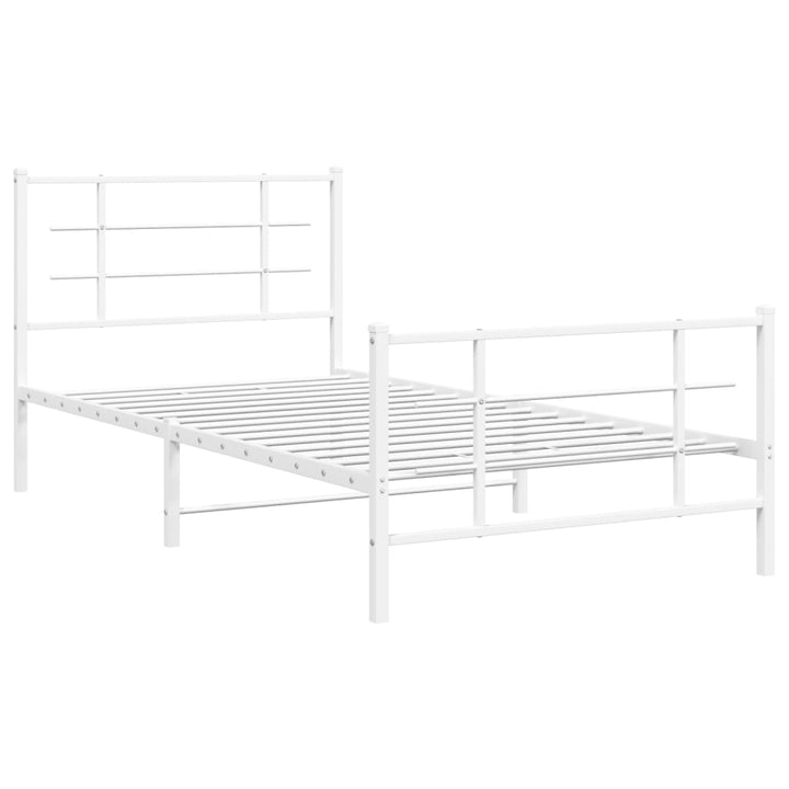 sengeramme med sengegavl og fodgærde 107x203 cm metal hvid
