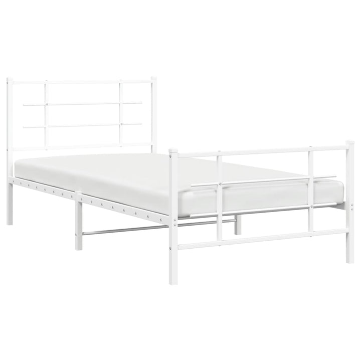sengeramme med sengegavl og fodgærde 107x203 cm metal hvid