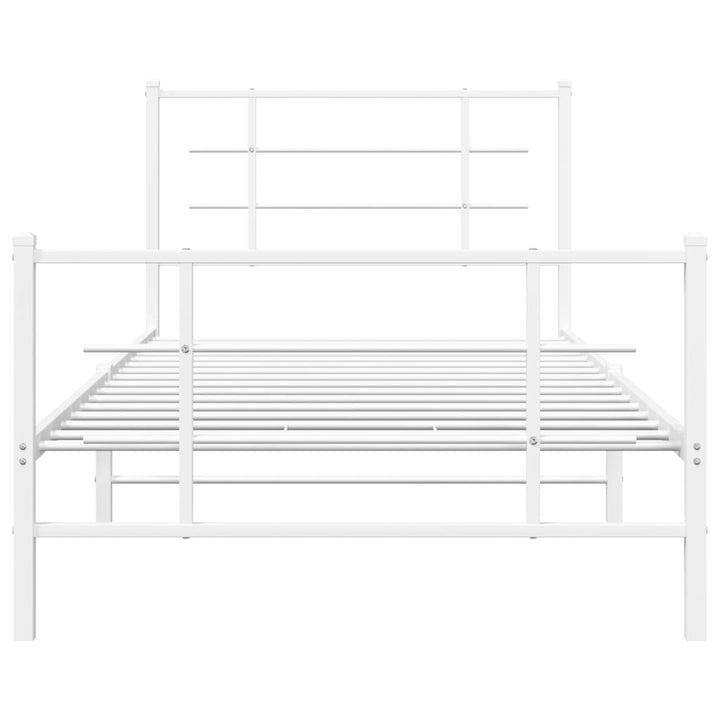 sengeramme med sengegavl og fodgærde 107x203 cm metal hvid