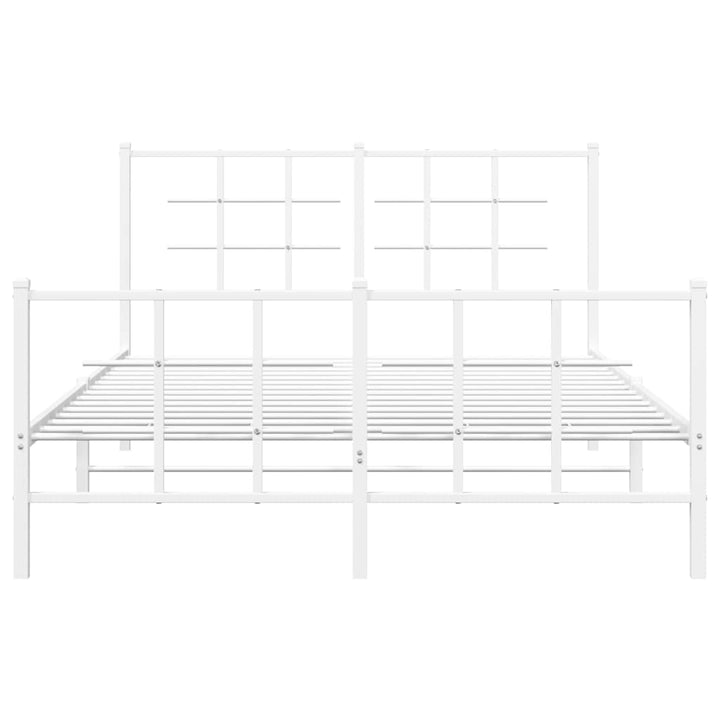sengeramme med sengegavl og fodgærde 135x190 cm metal hvid