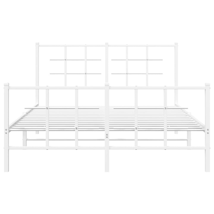 sengeramme med sengegavl og fodgærde 140x190 cm metal hvid