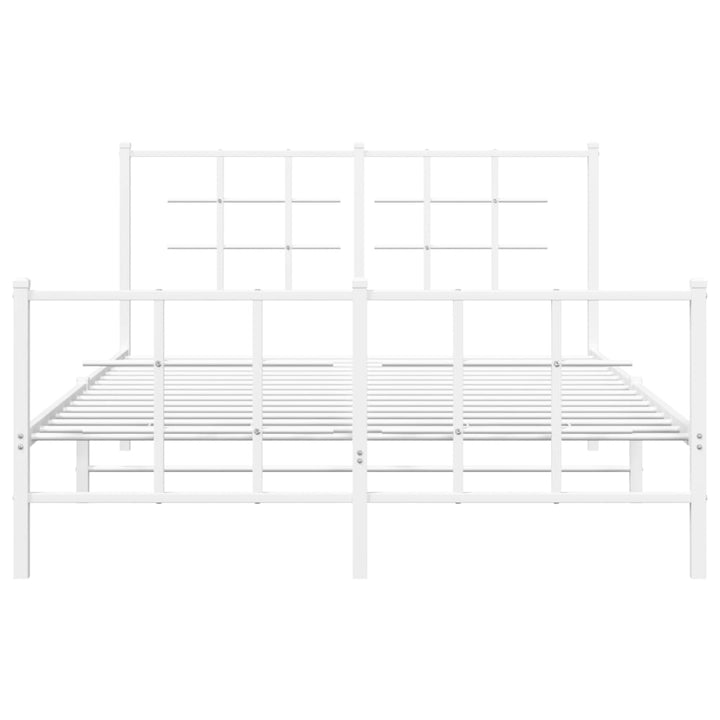 sengeramme med sengegavl og fodgærde 140x200 cm metal hvid