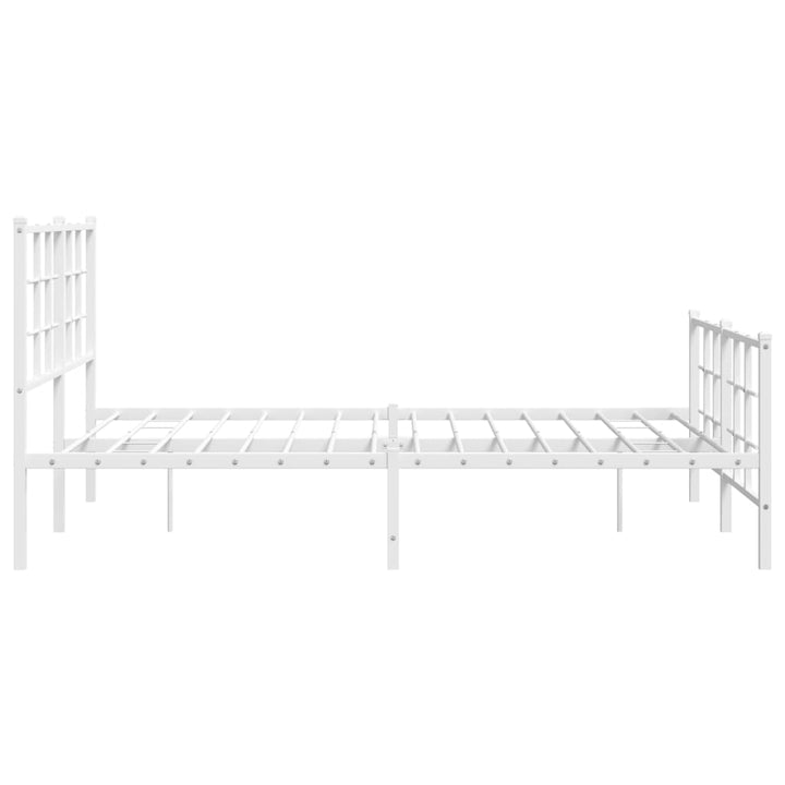 sengeramme med sengegavl og fodgærde 140x200 cm metal hvid