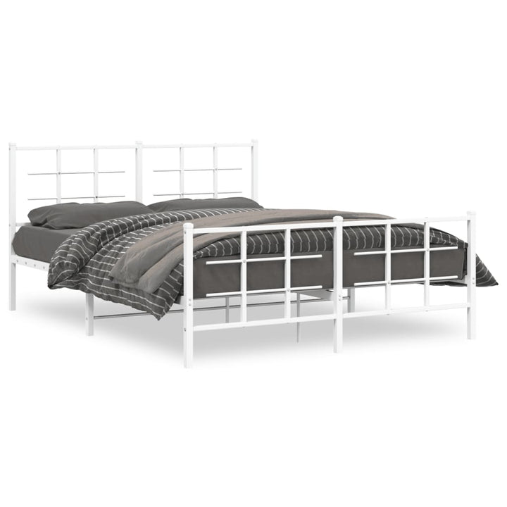 sengeramme med sengegavl og fodgærde 150x200 cm metal hvid