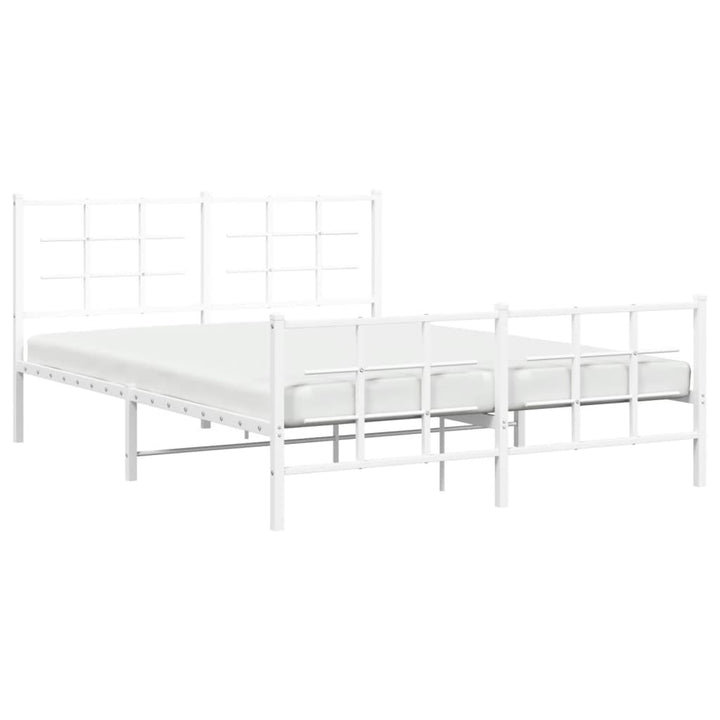 sengeramme med sengegavl og fodgærde 150x200 cm metal hvid