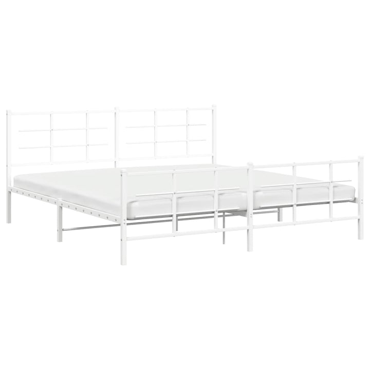 sengeramme med sengegavl og fodgærde 193x203 cm metal hvid