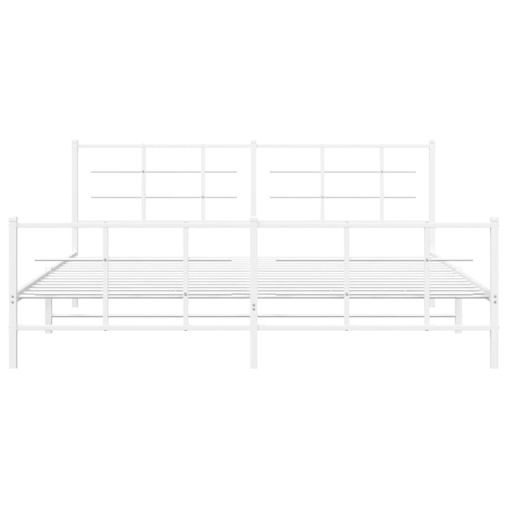 sengeramme med sengegavl og fodgærde 193x203 cm metal hvid