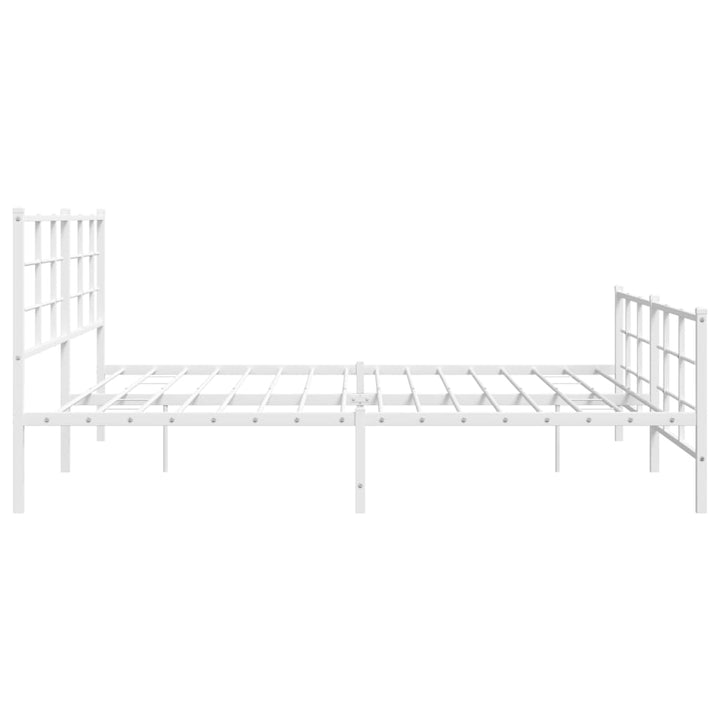 sengeramme med sengegavl og fodgærde 193x203 cm metal hvid