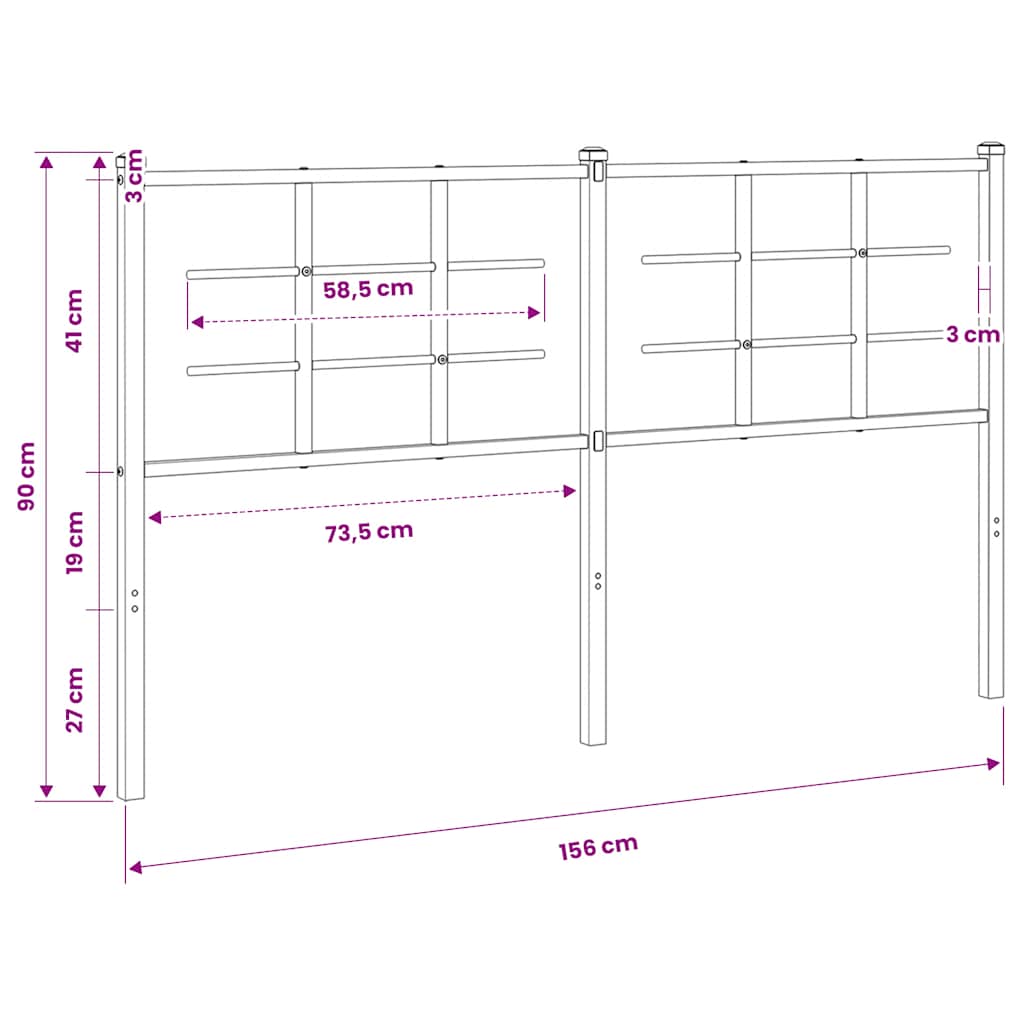 udskiftningsgavl 150 cm metal hvid