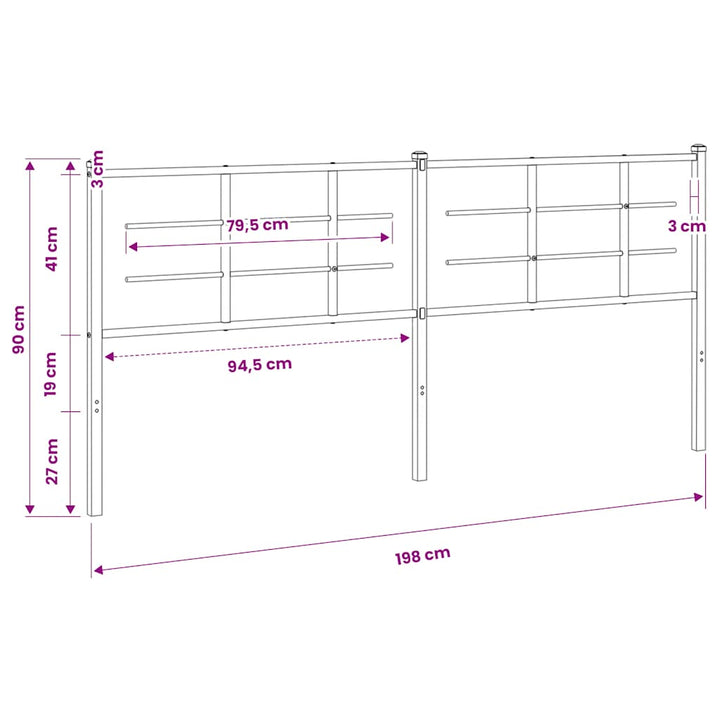 udskiftningsgavl 193 cm metal hvid