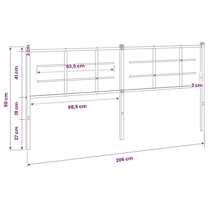 udskiftningsgavl 200 cm metal hvid
