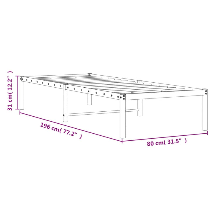 sengeramme 75x190 cm metal hvid