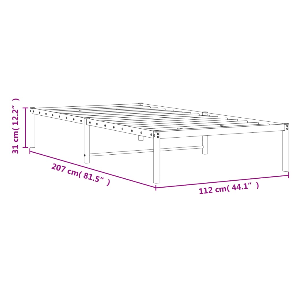 sengeramme 107x203 cm metal hvid