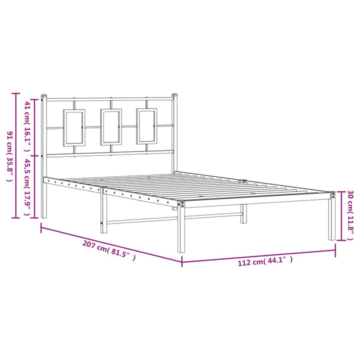 sengeramme med sengegavl 107x203 cm metal sort