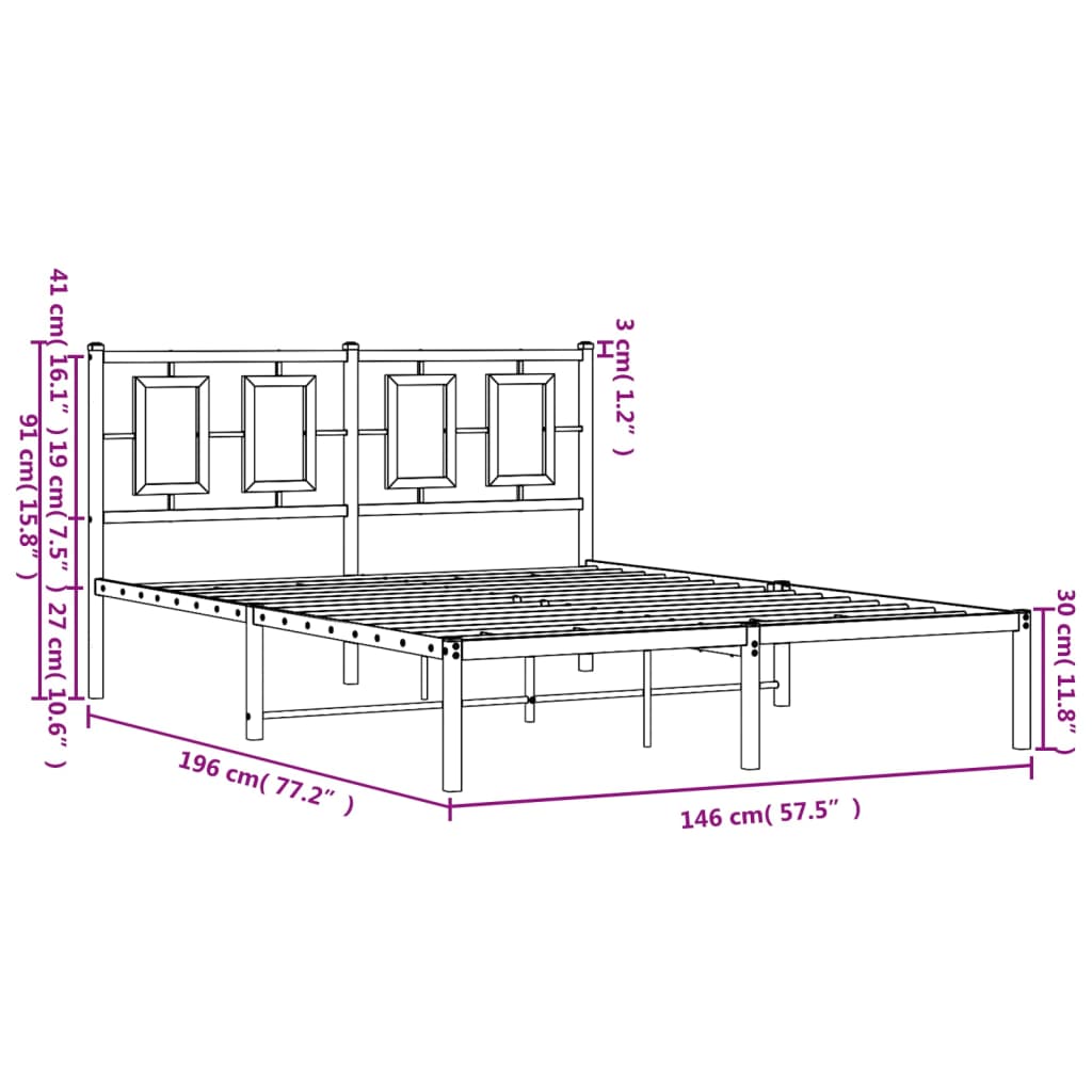 sengeramme med sengegavl 140x190 cm metal sort