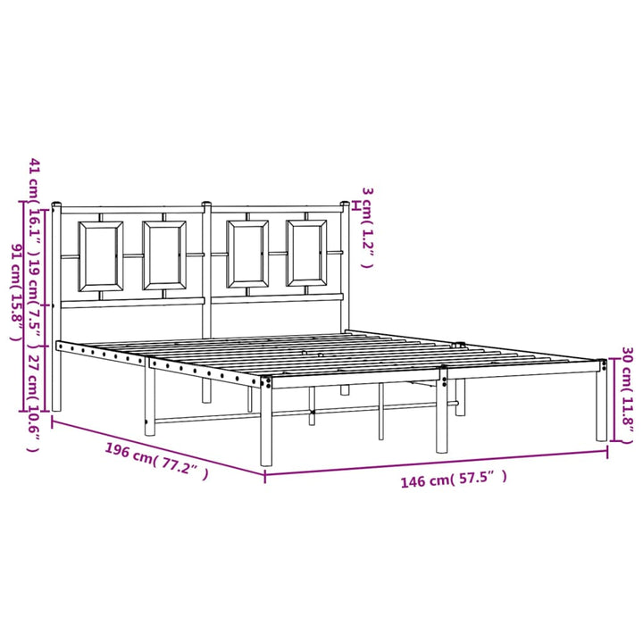 sengeramme med sengegavl 140x190 cm metal sort