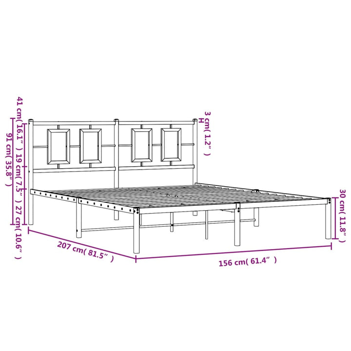 sengeramme med sengegavl 150x200 cm metal sort