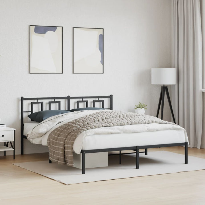 sengeramme med sengegavl 150x200 cm metal sort
