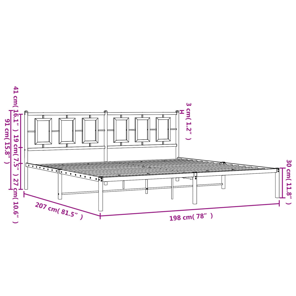 sengeramme med sengegavl 193x203 cm metal sort
