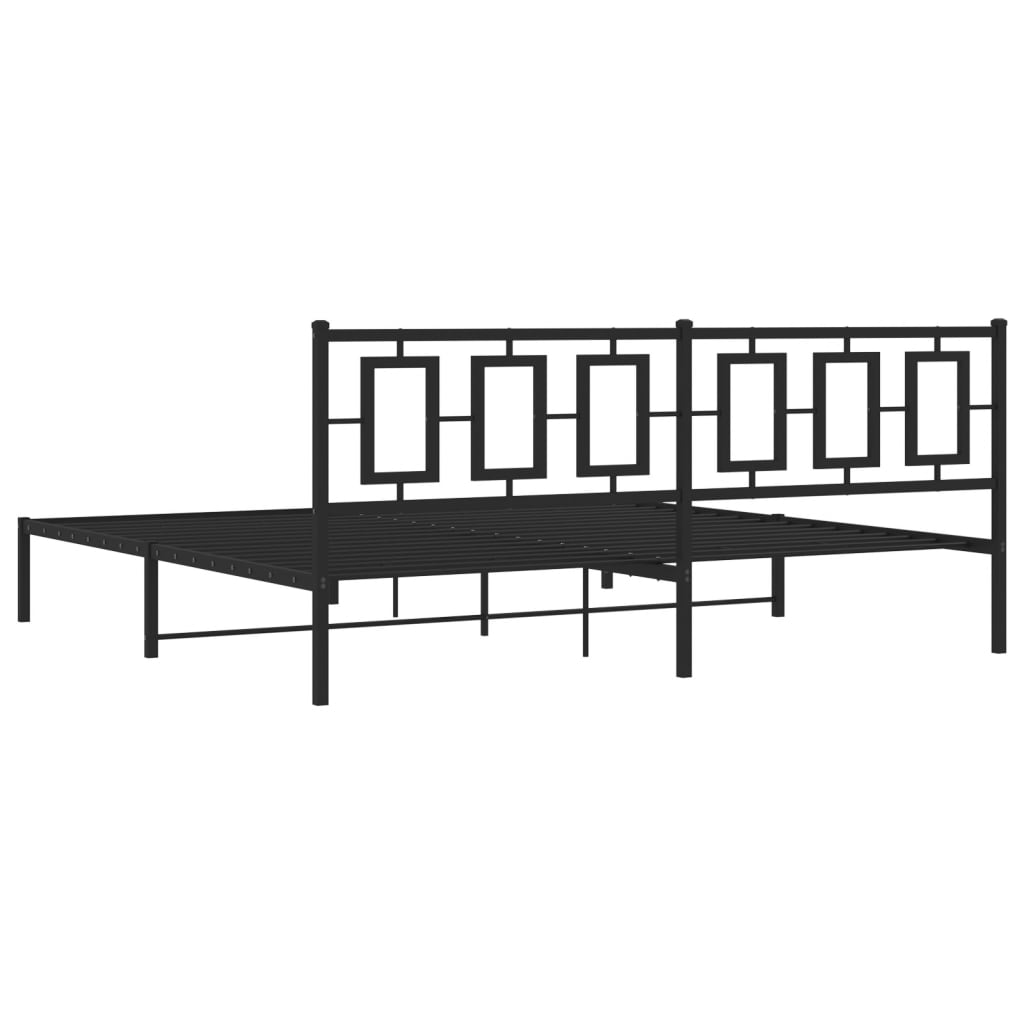 sengeramme med sengegavl 200x200 cm metal sort