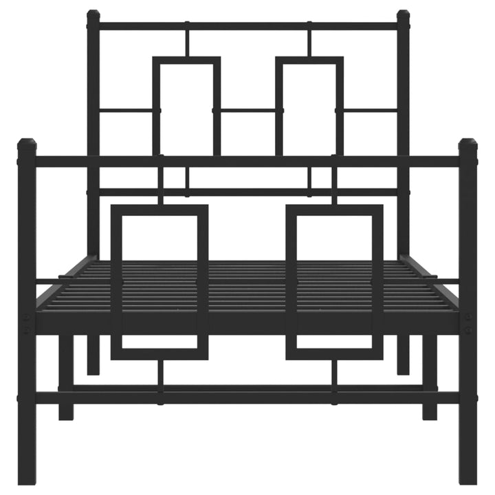 sengeramme med sengegavl og fodgærde 75x190 cm metal sort