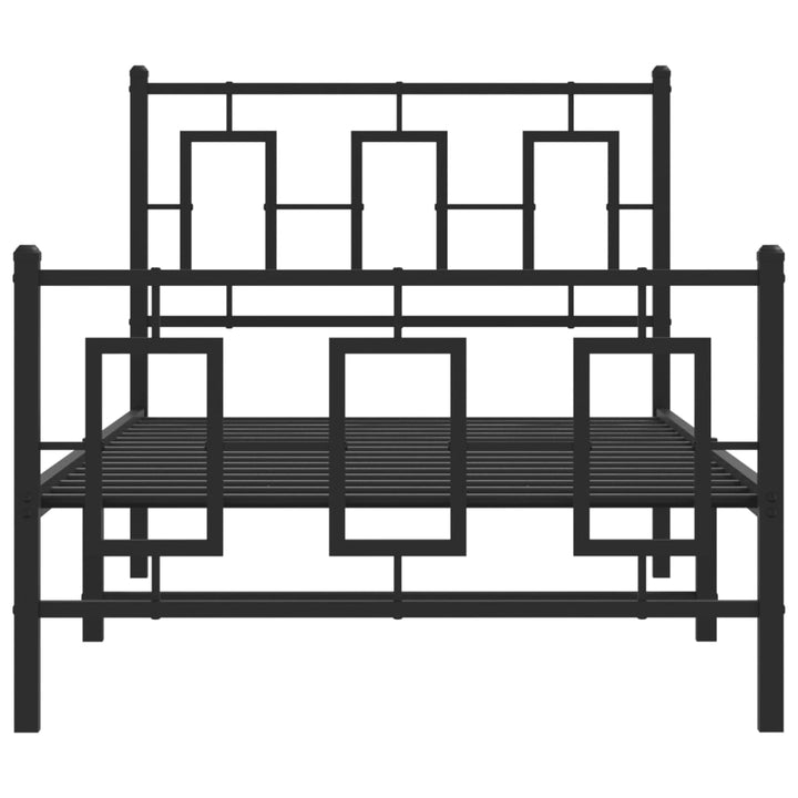 sengeramme med sengegavl og fodgærde 90x200 cm metal sort