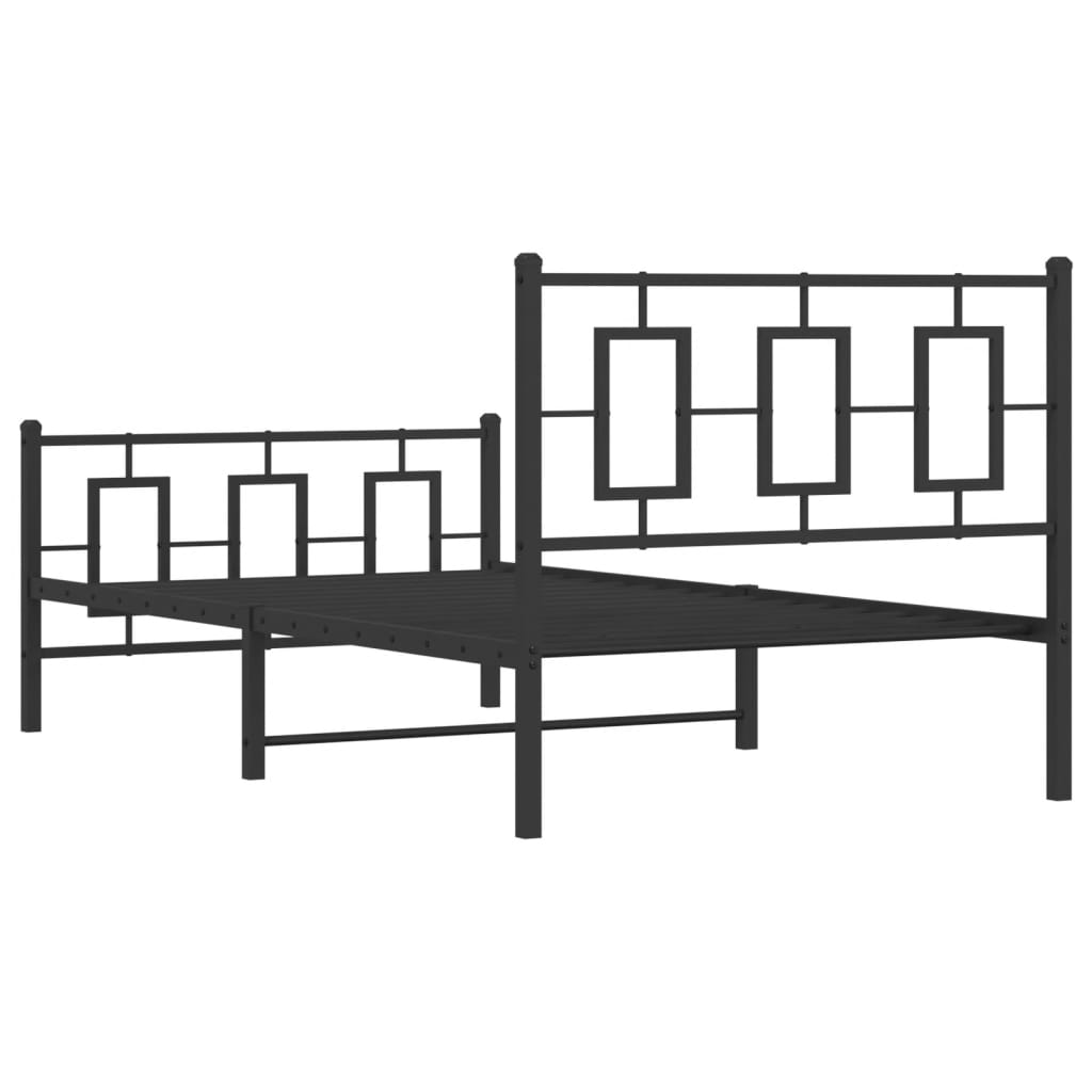 sengeramme med sengegavl og fodgærde 100x200 cm metal sort