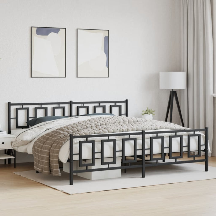 sengeramme med sengegavl og fodgærde 193x203 cm metal sort