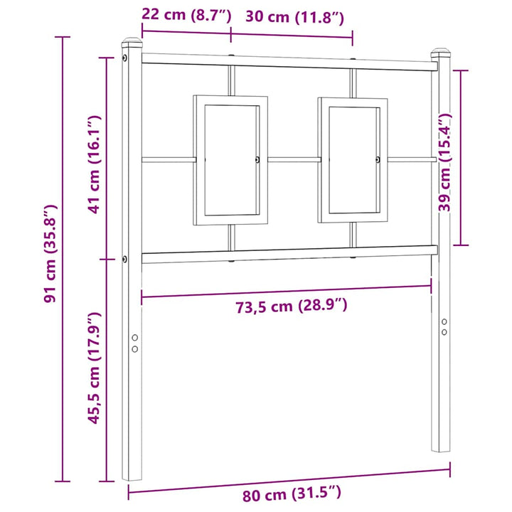 udskiftningsgavl 75 cm metal sort