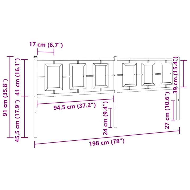 udskiftningsgavl 193 cm metal sort