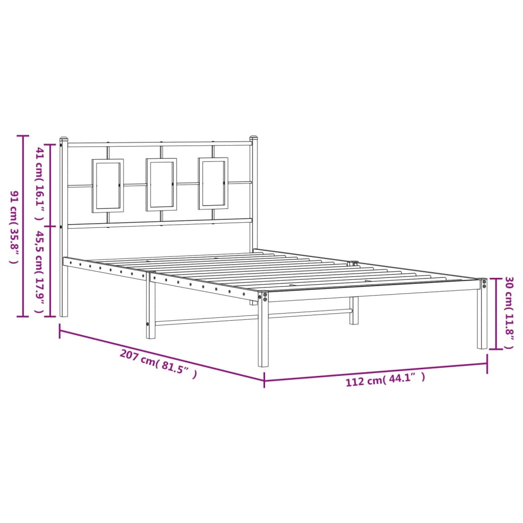 sengeramme med sengegavl 107x203 cm metal hvid