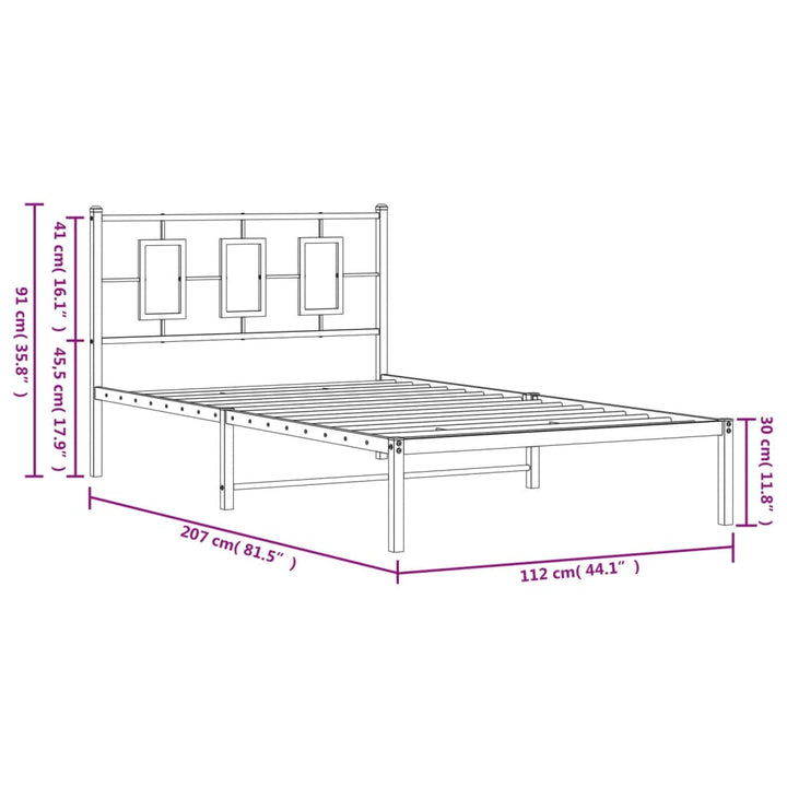 sengeramme med sengegavl 107x203 cm metal hvid