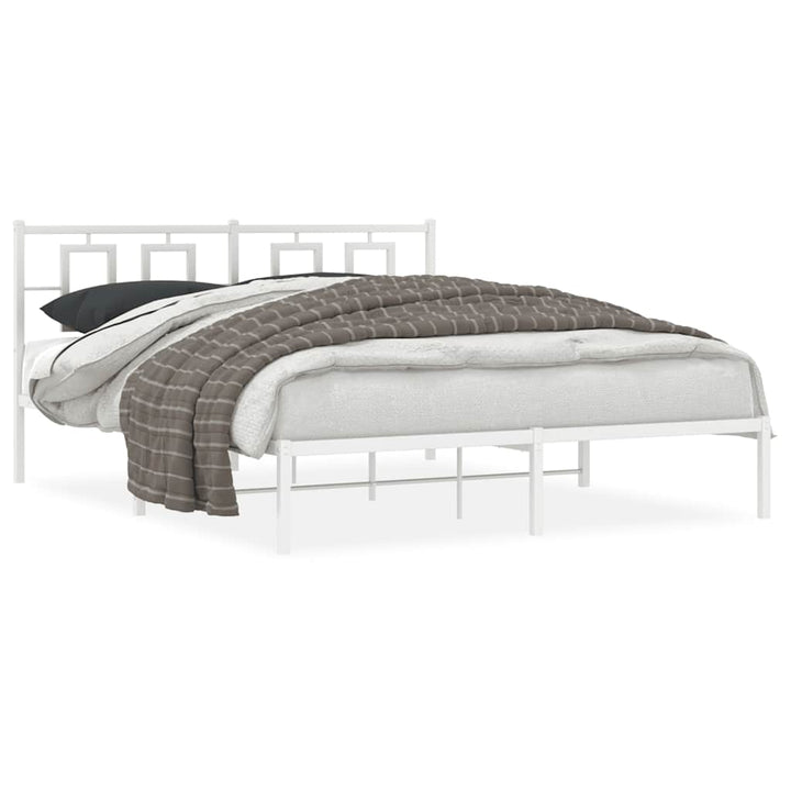 sengeramme med sengegavl 150x200 cm metal hvid